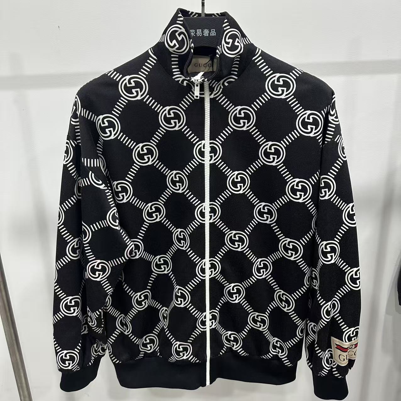 未使用 GUCCI/古驰 黑色满印校服外套/M码