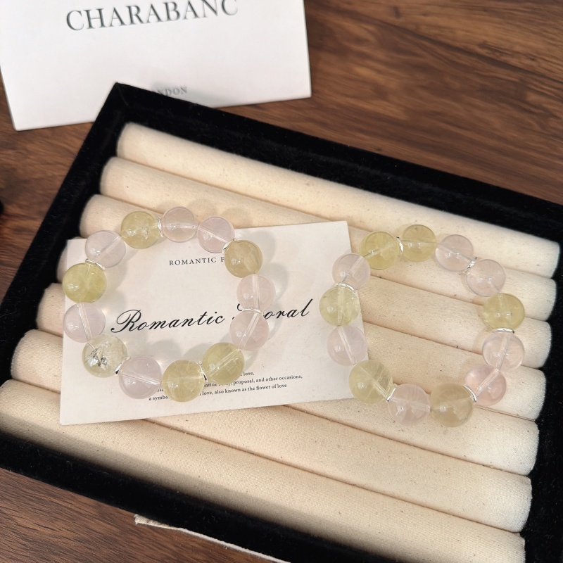 X2324黄水晶墨粉手链高端轻奢手串多样性发一