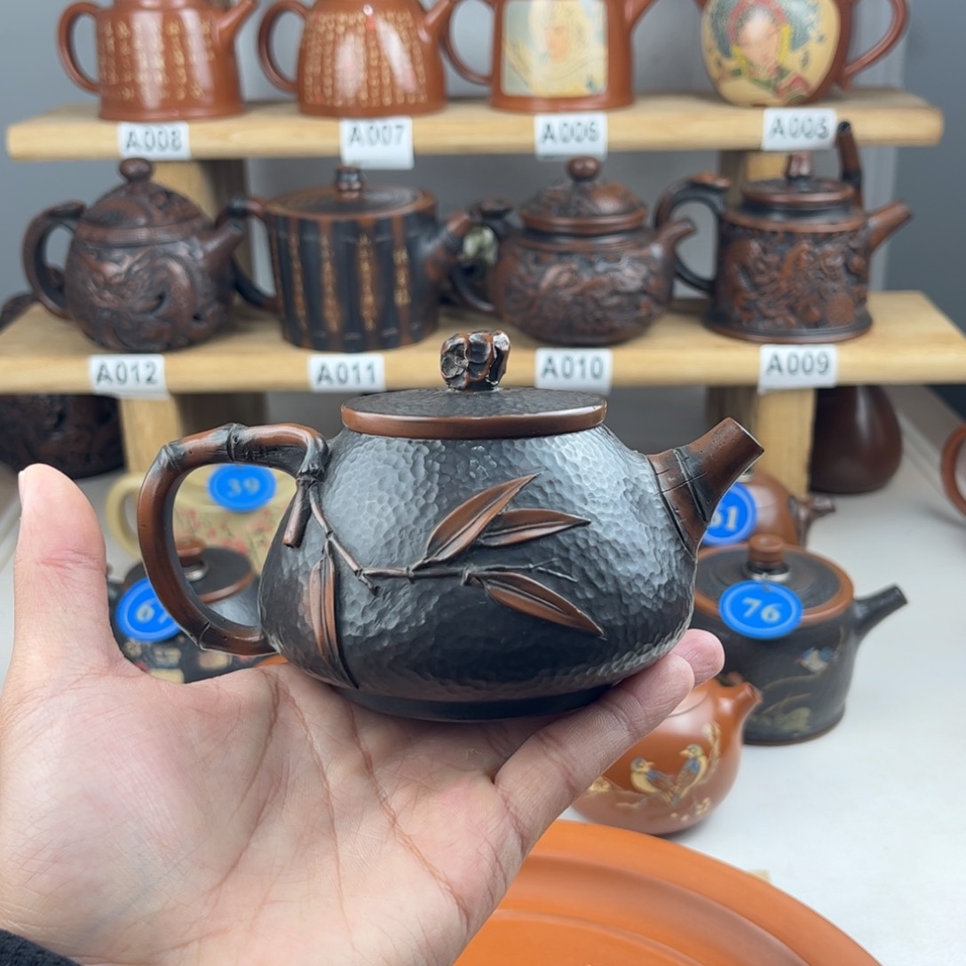 壶230cc石来运转，建水紫陶老手艺人全手工制作