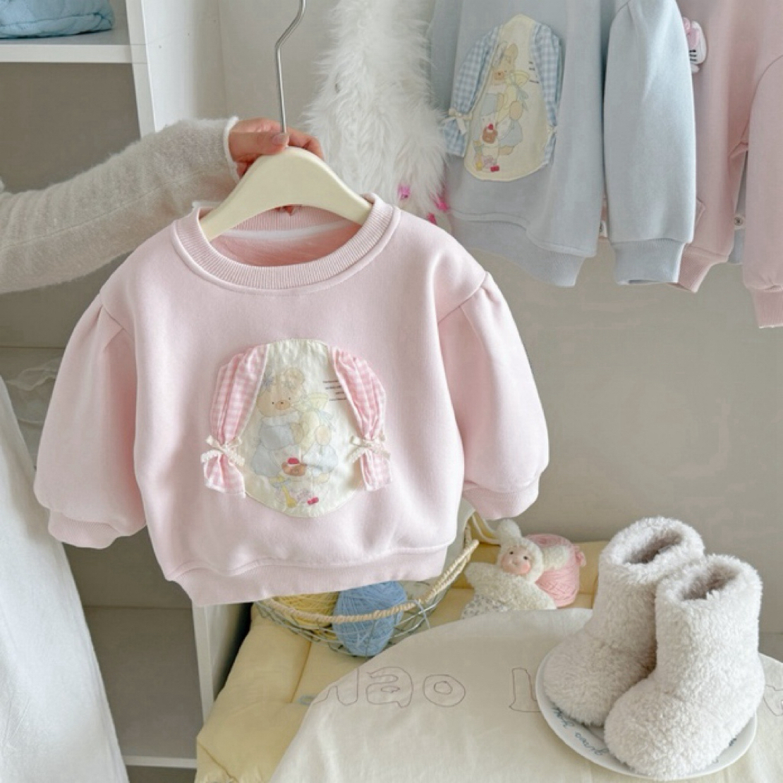 【原创设计品牌】hlx&kids 2999女童冬季加绒卫衣甜美可爱型圆领衫