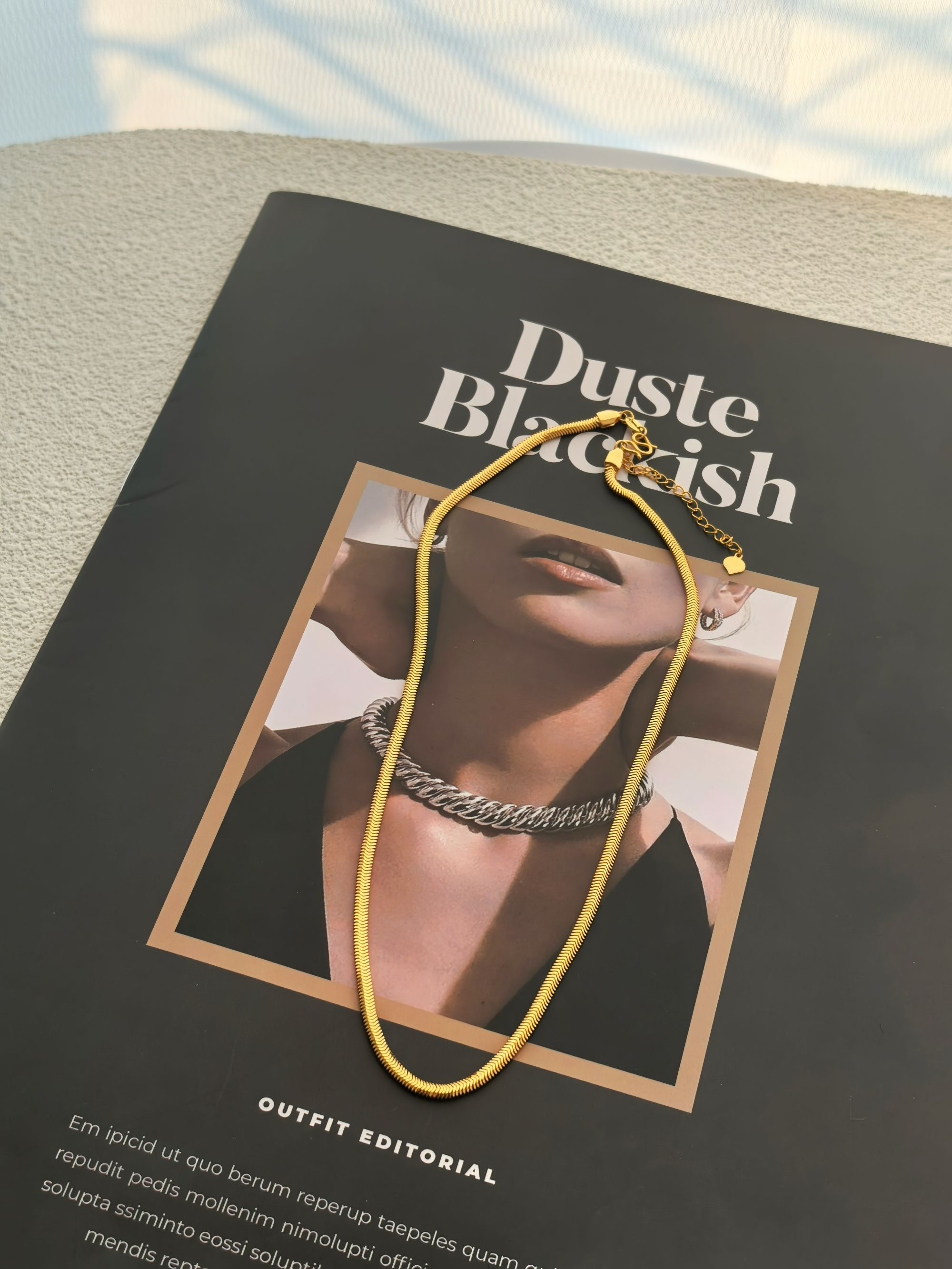 扁平蛇骨项链足金999黄金项链@XL036