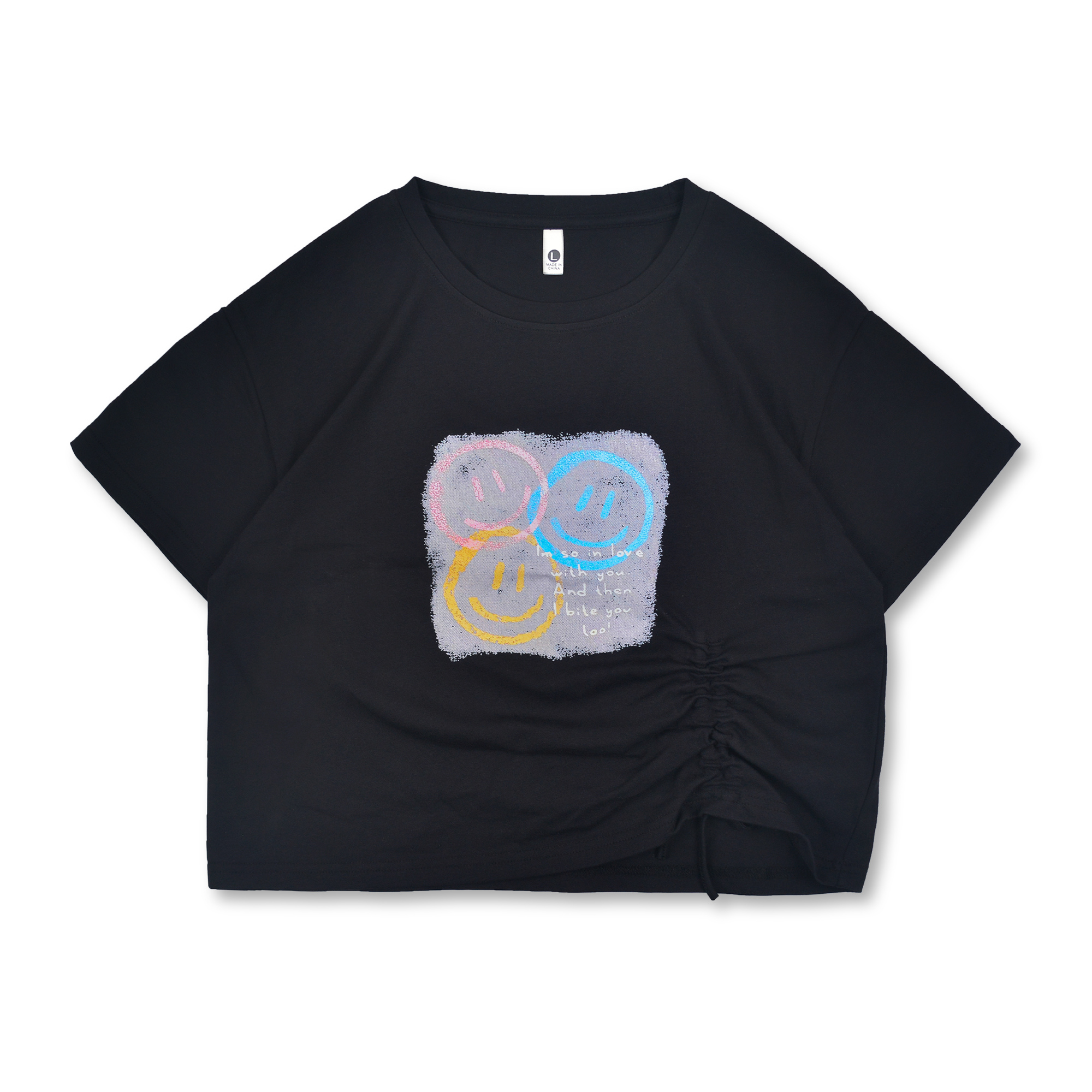 B169休闲简约春夏韩版潮流短袖夏季宽松圆领女士印花时尚