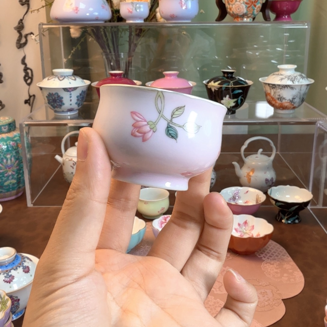 杯子（浔隐）釉上粉彩圣心百合粉色品茗杯