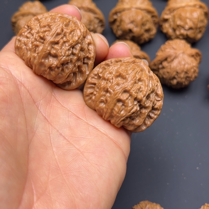 文玩核桃把件白狮子三角40