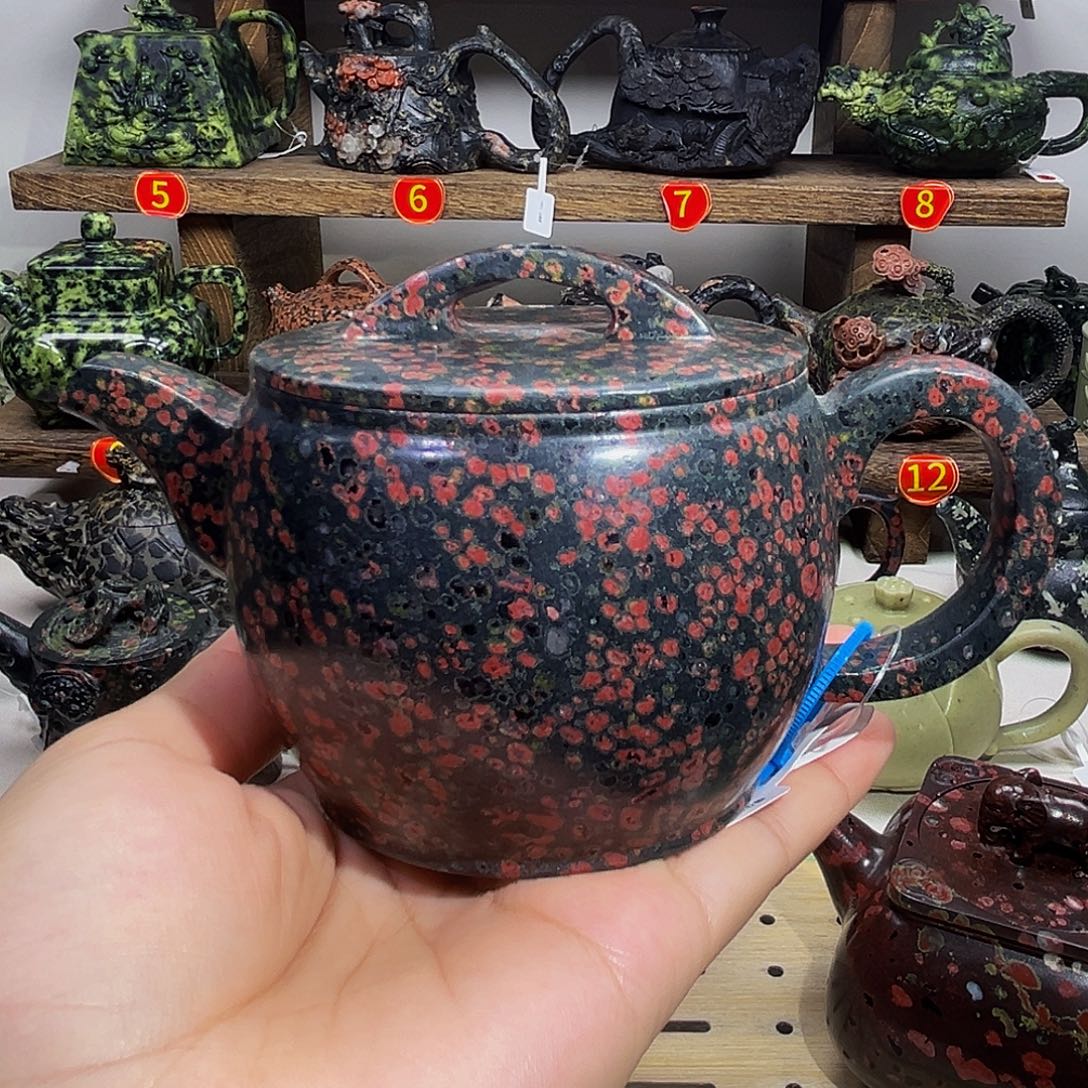 梅花石安山玉汉瓦壶盖微瑕240cc