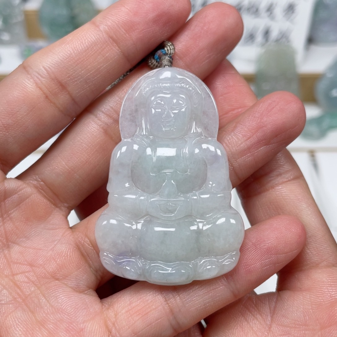 翡翠颈饰未镶嵌天然翡翠A货观音21号