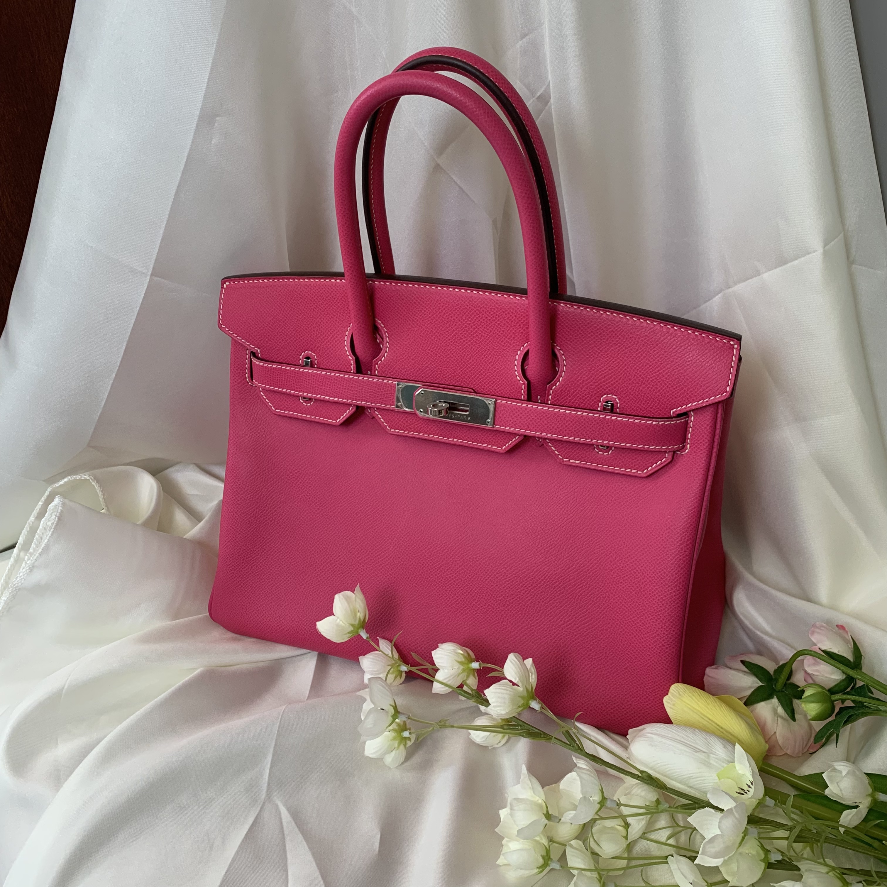 99新 Hermes/爱马仕  e皮 bk 30 糖果粉 手提包 250401CX2CX201