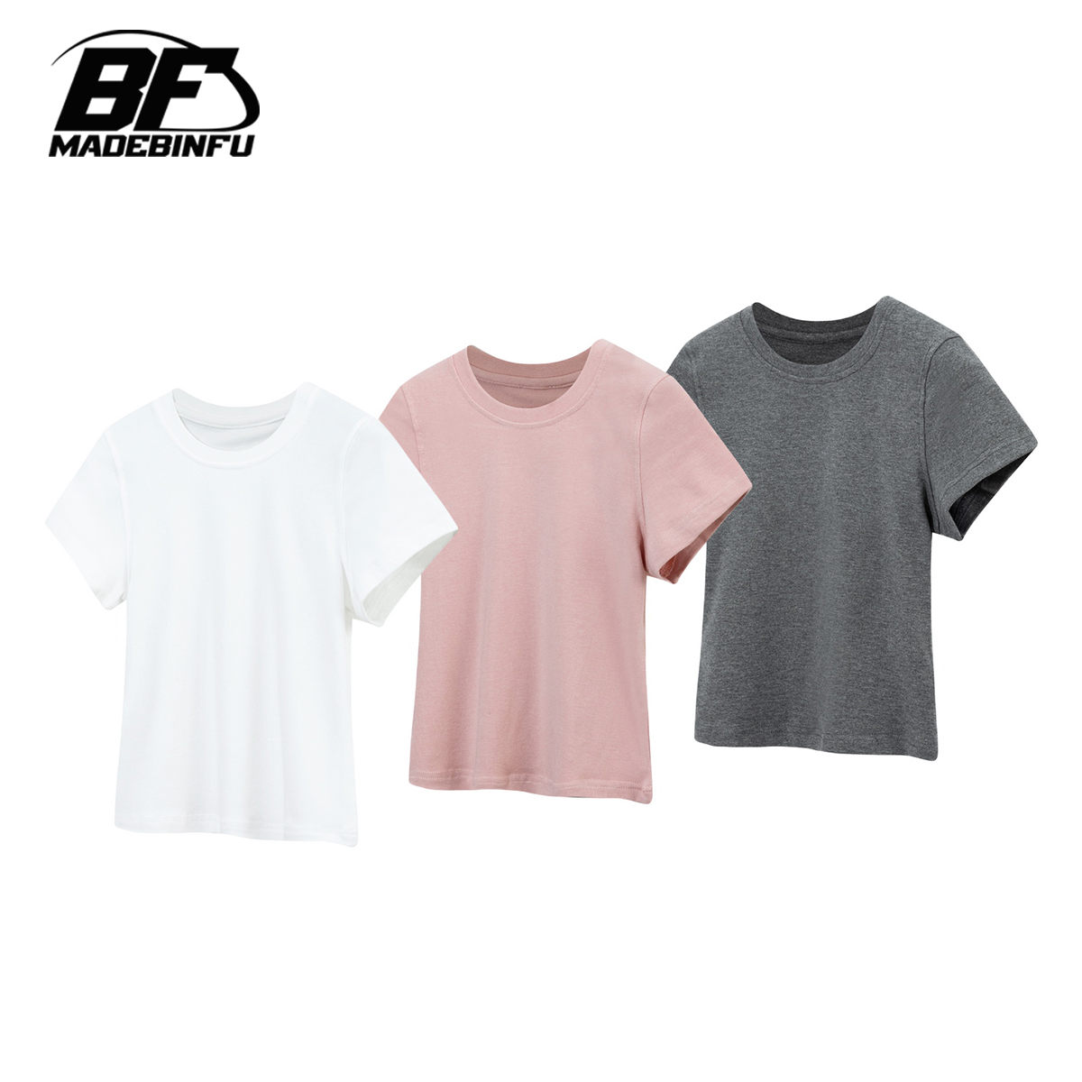 BINFU2025年春夏新款女装辣妹纯色短款T恤
