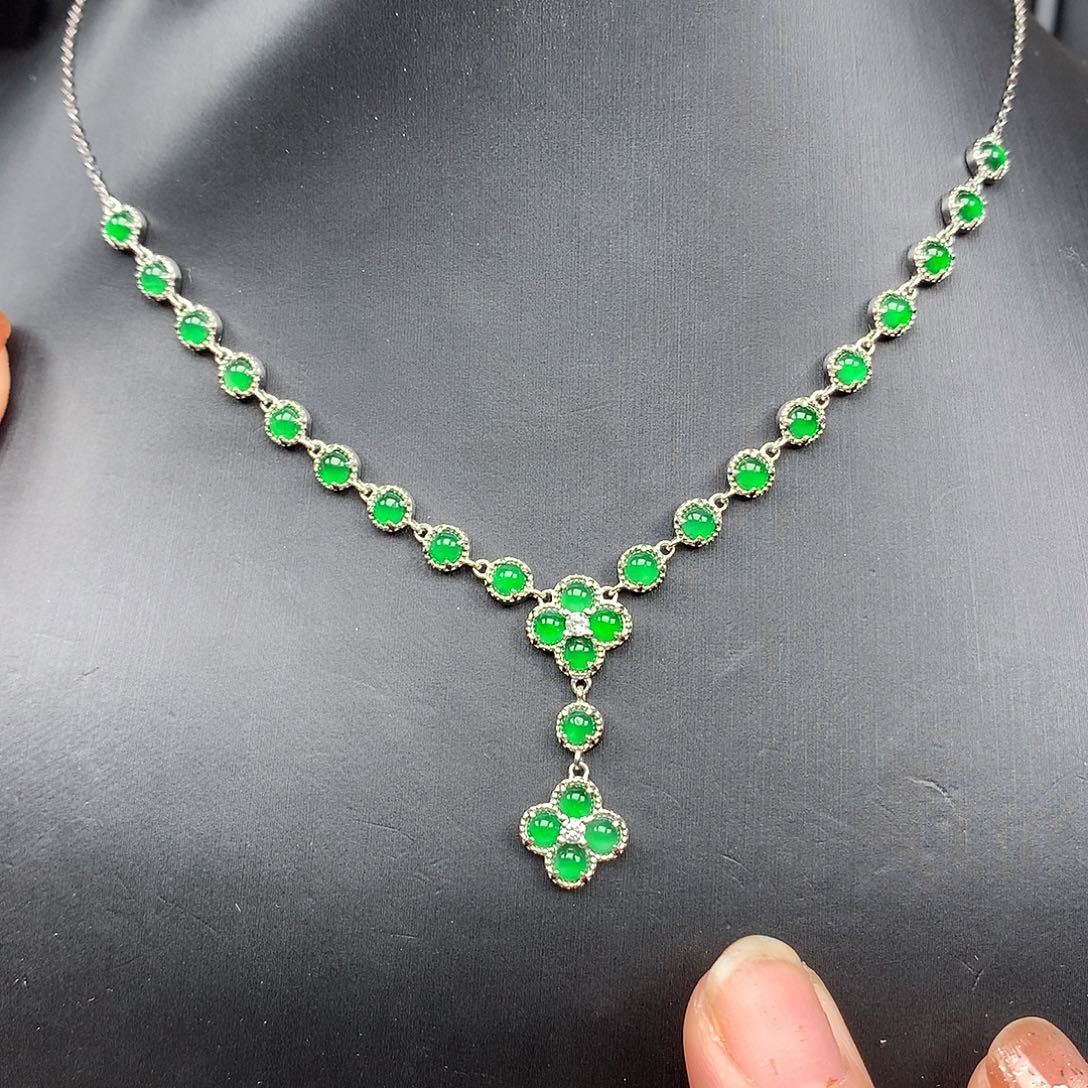 翡翠银S925镶嵌颈饰