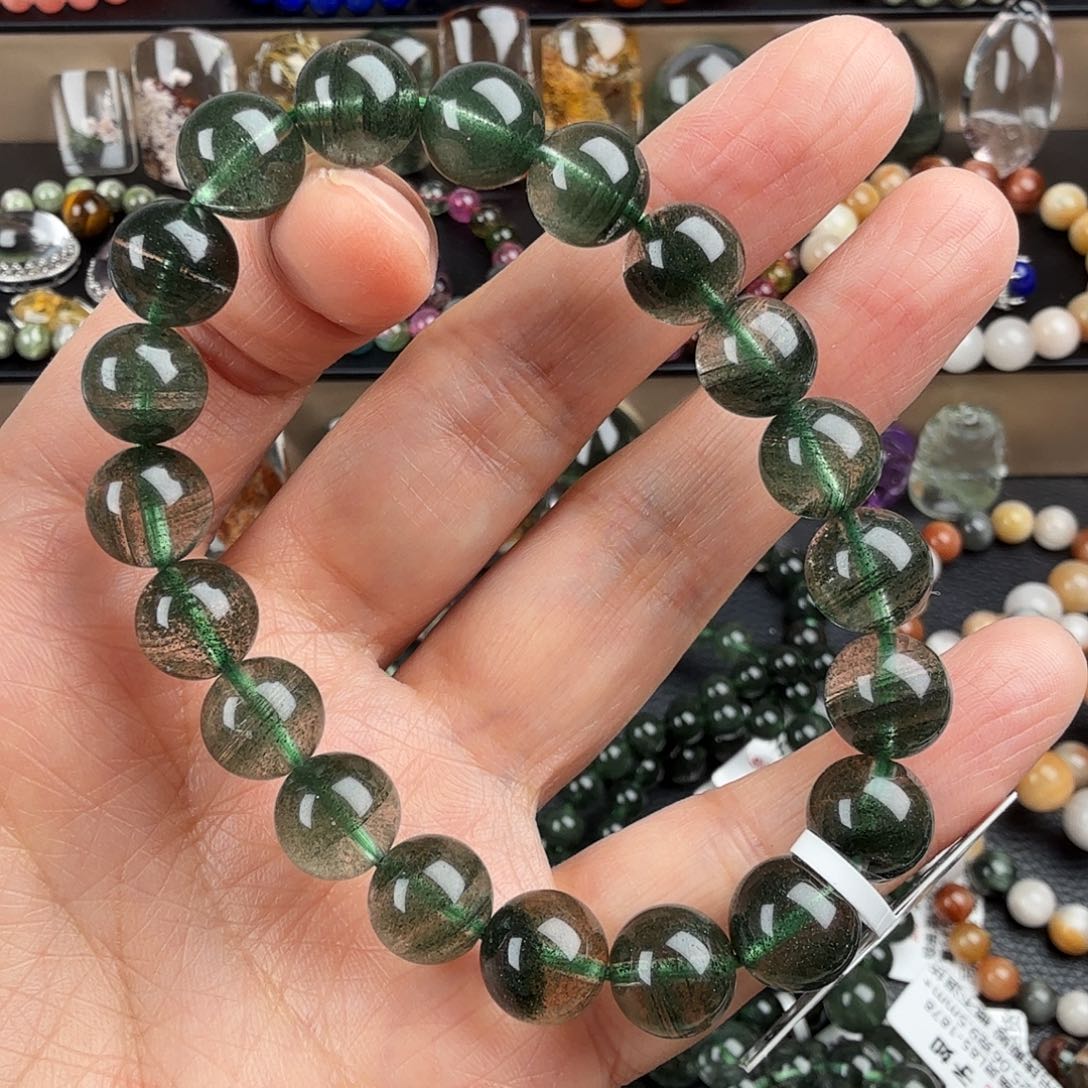 水晶手链未镶嵌天然绿幽灵步步高升千层