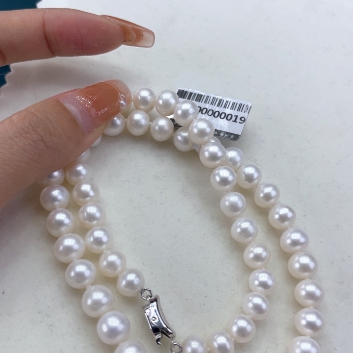 淡水珍珠颈饰银S925镶嵌8➕冷白