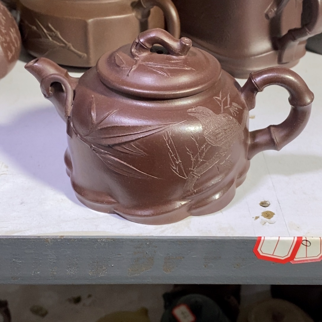 紫砂茶壶白18 一品竹节