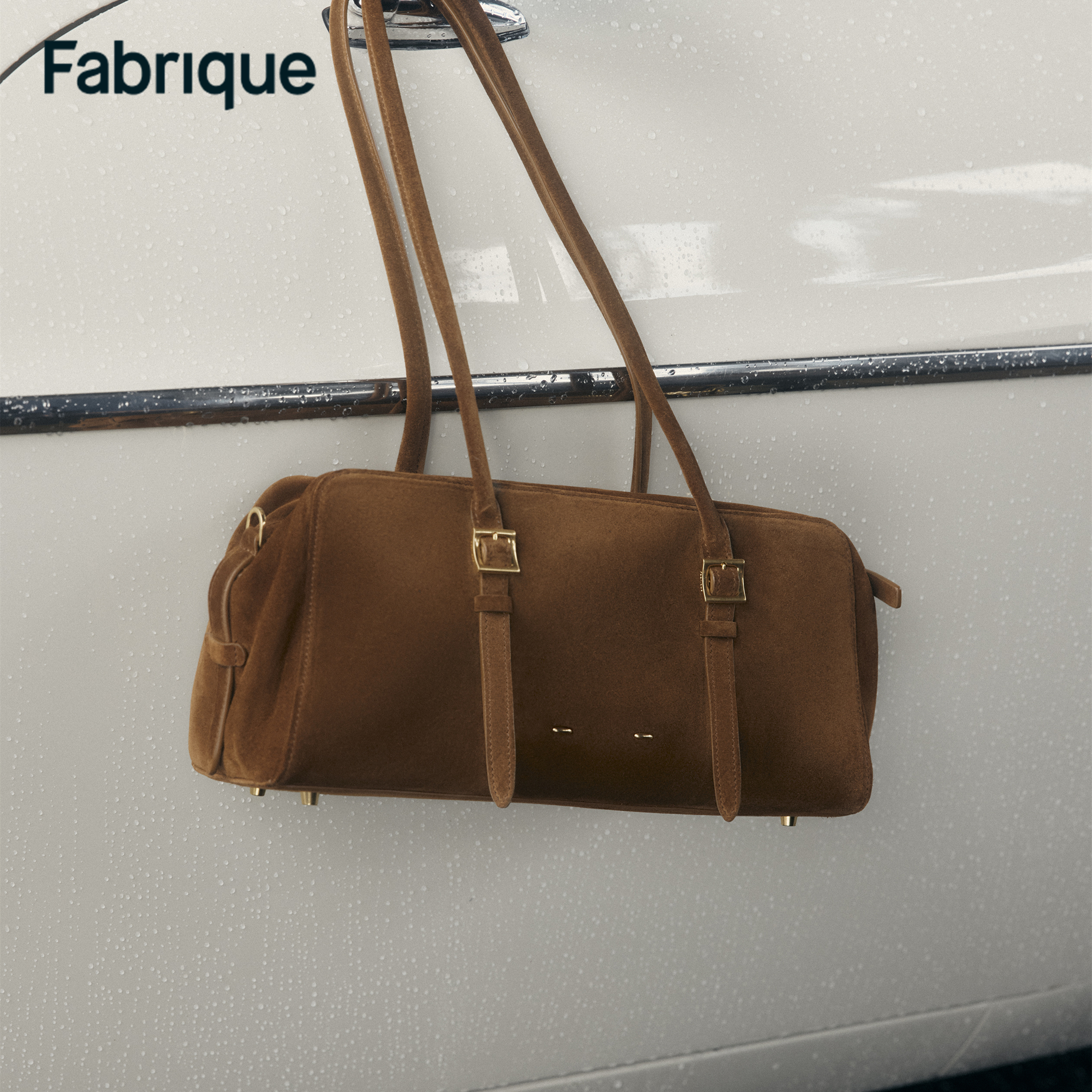 Fabrique Monti 秋冬新品反绒小牛皮单肩腋下波士顿包 - 中号