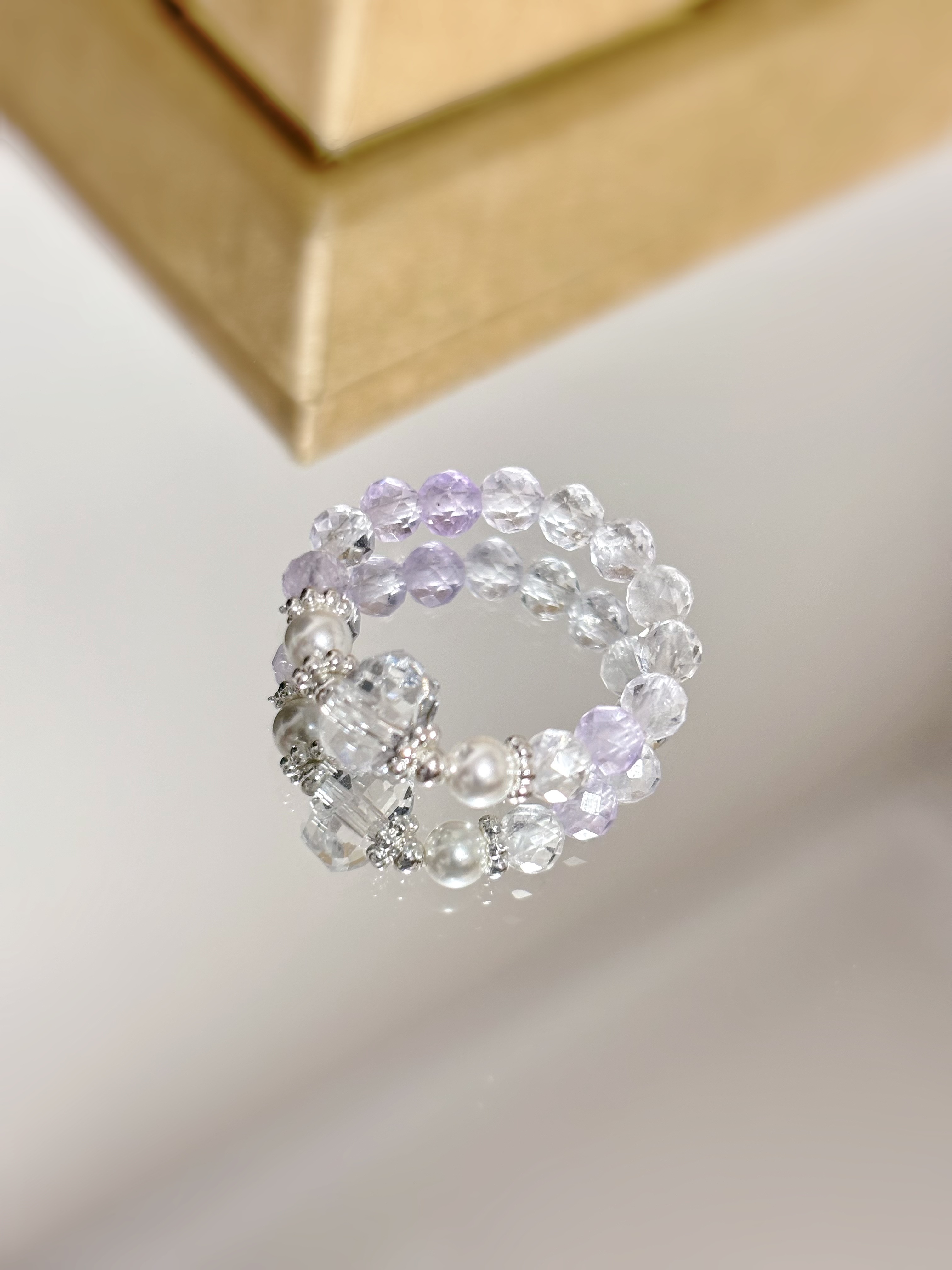 C-51 天然切面薰衣草紫水晶 DIY设计款戒指戒圈