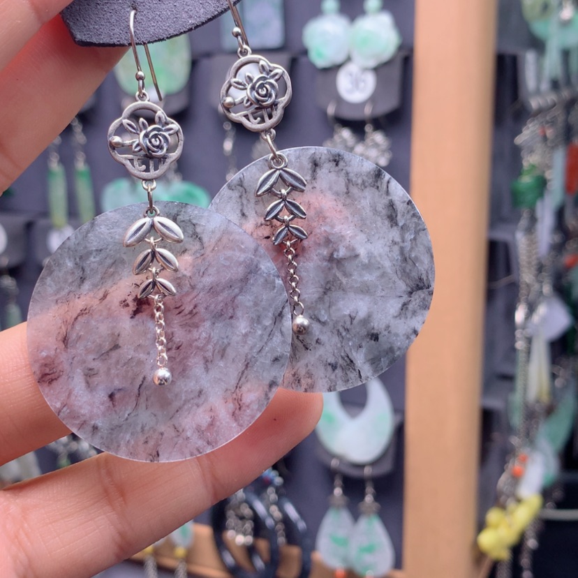 【闪购商品】翡翠银S925镶嵌耳饰~****~满意