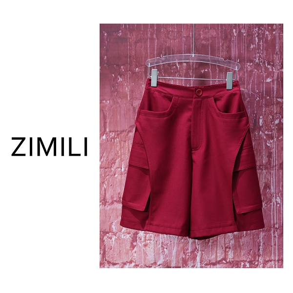 【亮哥女装】2025夏轻薄透气安可拉红高腰A字版休闲短裤8906