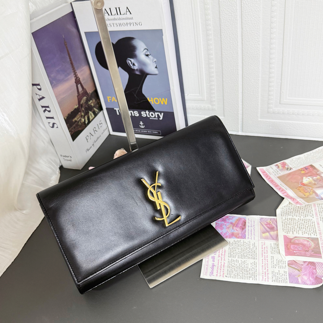 95新 YSL/圣罗兰 黑金晚宴包