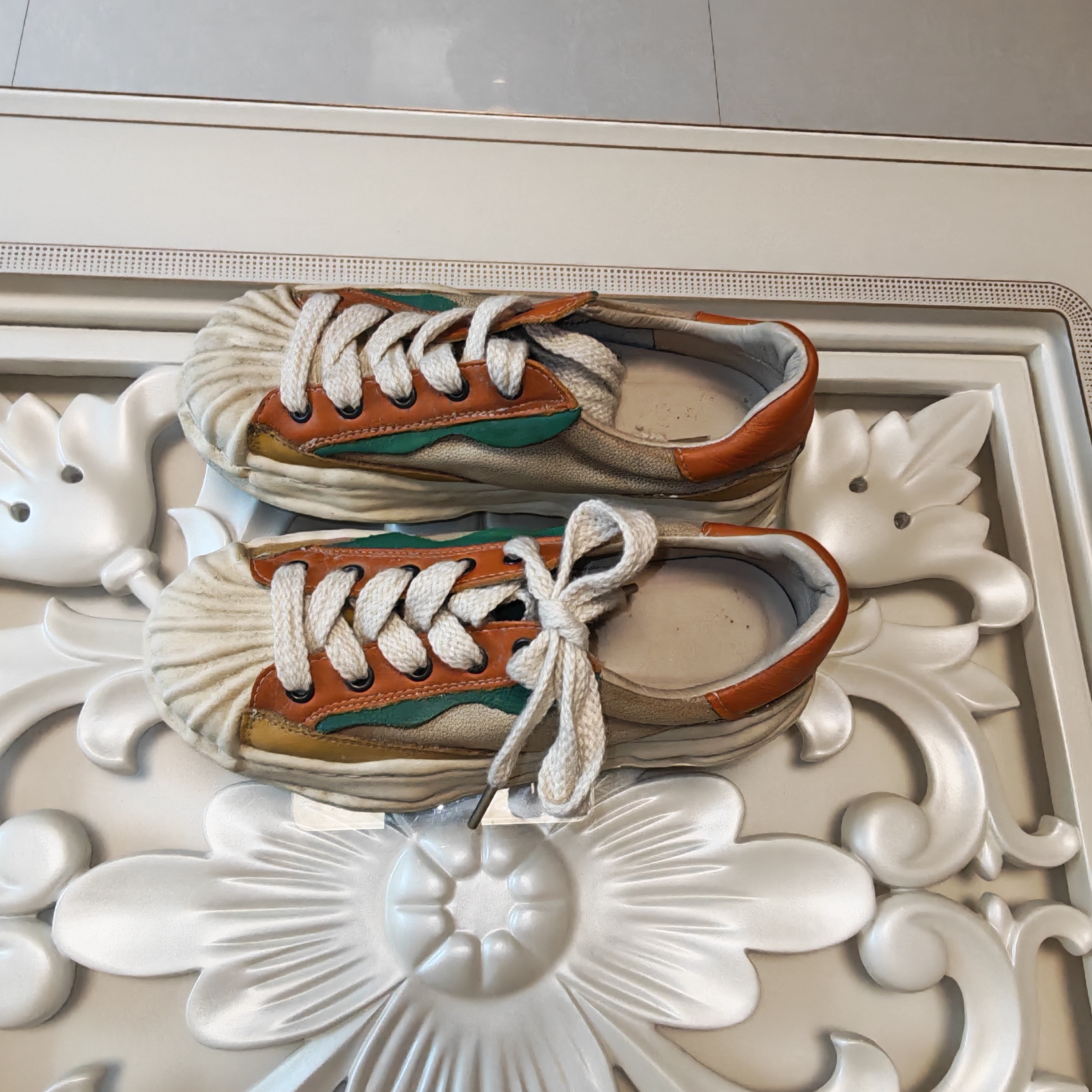 春季百搭复古休闲鞋镂空时尚休闲鞋夏季低帮拼色小白鞋民族风厚底