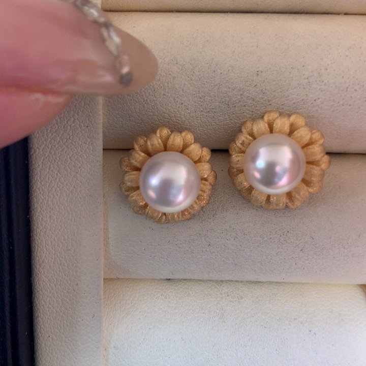 银S925镶嵌耳饰海水珍珠