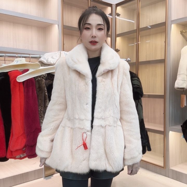 中长款粉色翻领0430