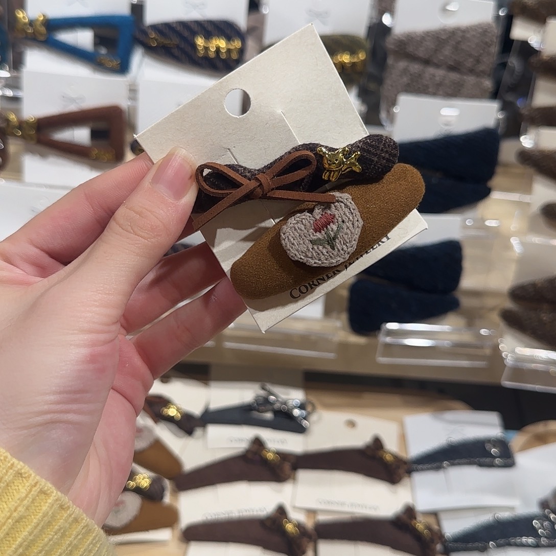 布艺非金属Ab爱心咖色夹子