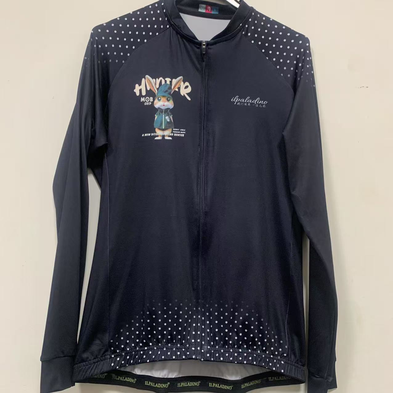 SQ 1199【黑色兔子牛奶丝长袖男士】ILPALADINO专业版骑行服高弹