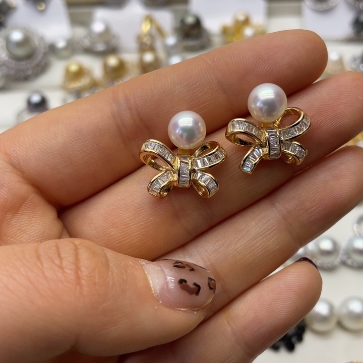 海水珍珠耳饰银S925镶嵌