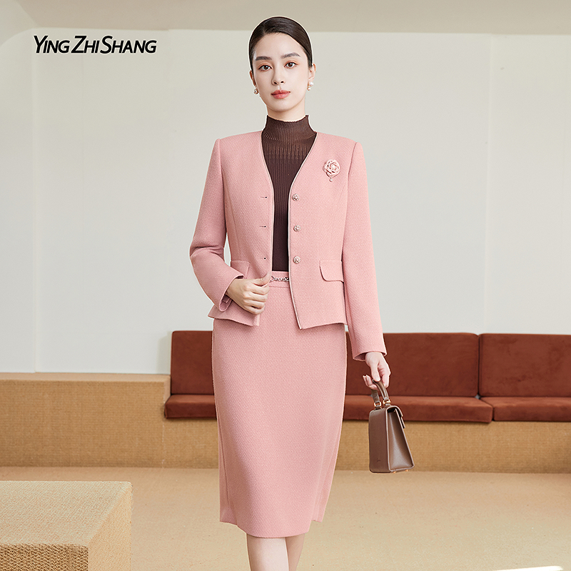 赢智尚2026春季新款珊瑚粉银葱精致时尚套装女约会通勤ZA-ZB00893