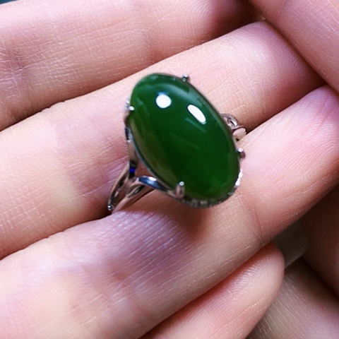 和田玉银S925镶嵌戒指