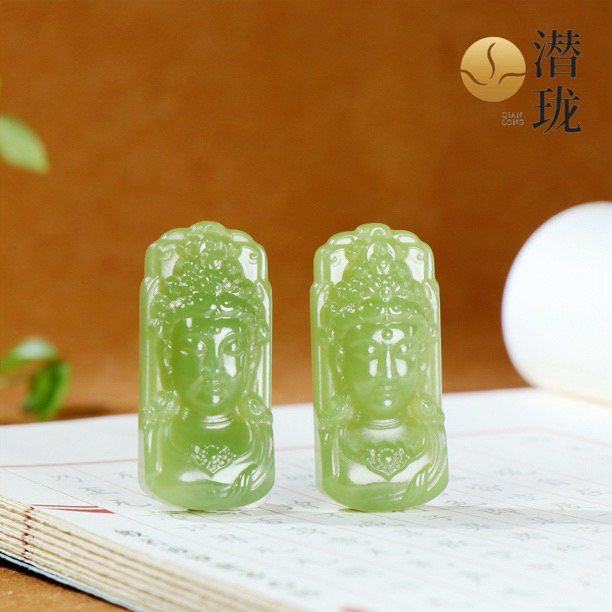 【潜珑】by-380-01和田玉新疆料观音吊坠44*20mm多样性拍一发一