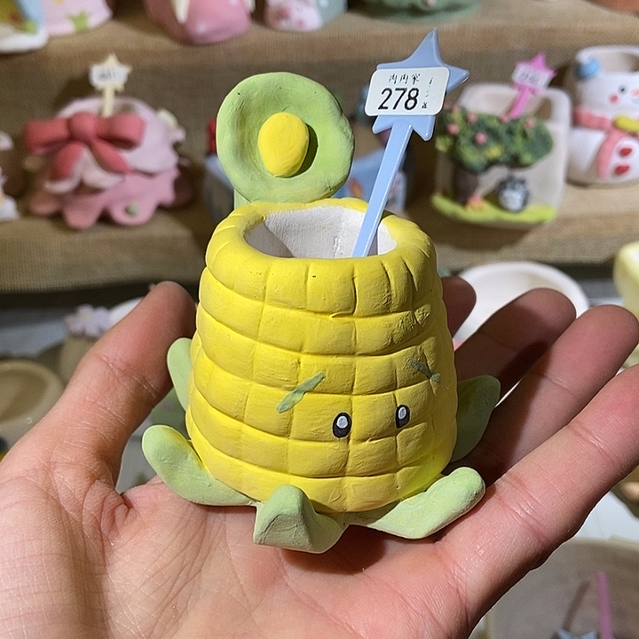 手工手绘盆 满29包邮278