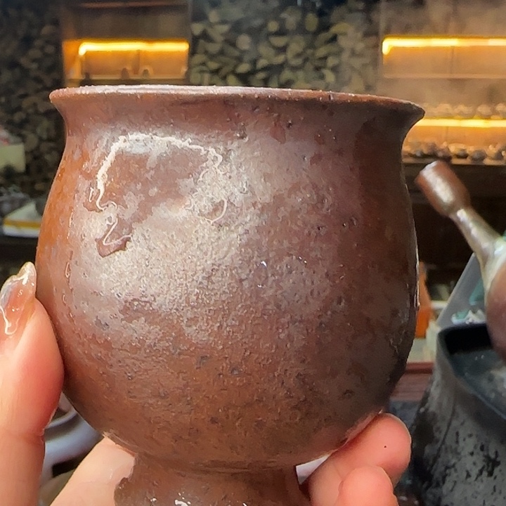 紫砂柴烧布袋杯杯