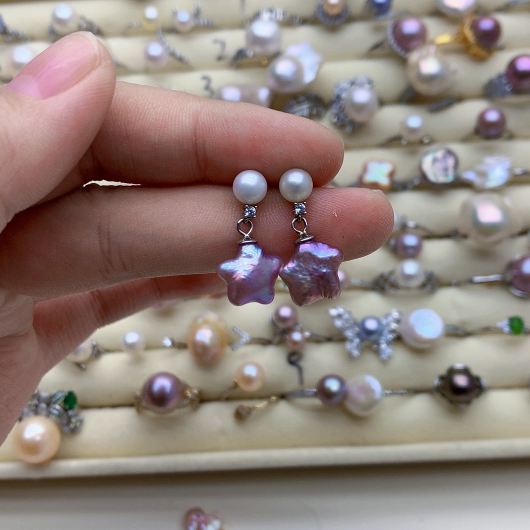 淡水珍珠耳饰银S925镶嵌