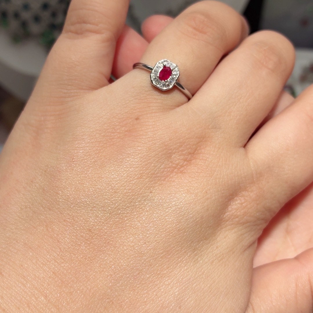 红宝石银S925镶嵌戒指