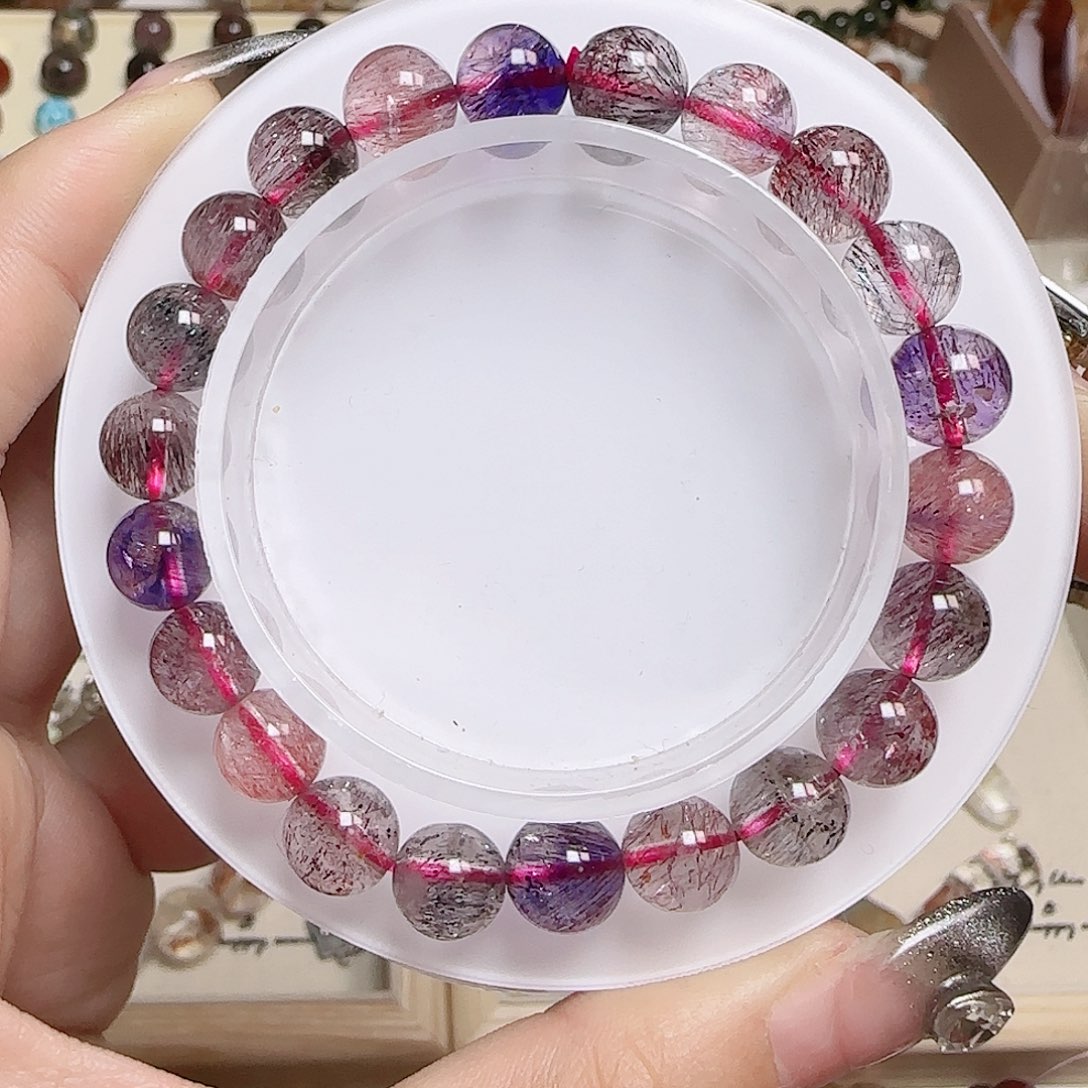 水晶手串未镶嵌紫超7卡8.5