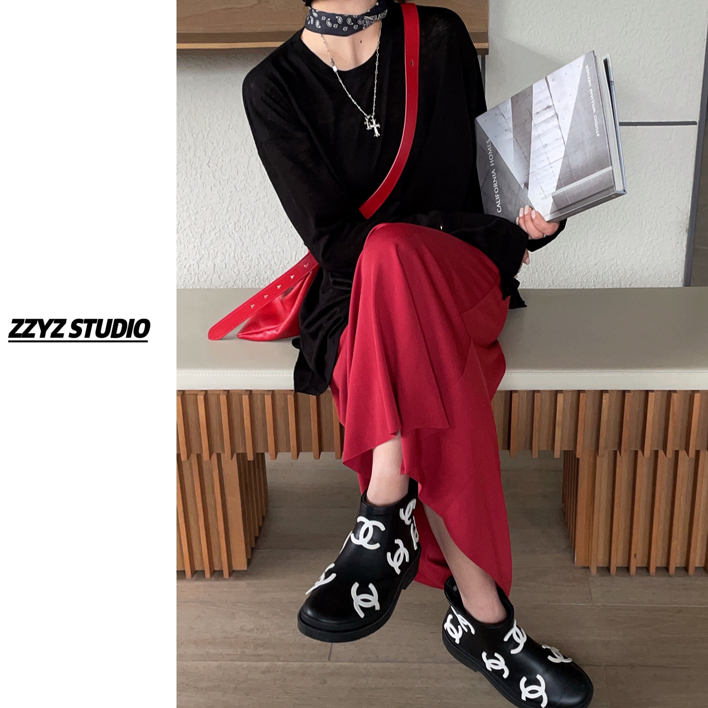 【ZZYZ】“甜辣方程式”夏季薄款松紧腰半身裙垂感显瘦中长裙