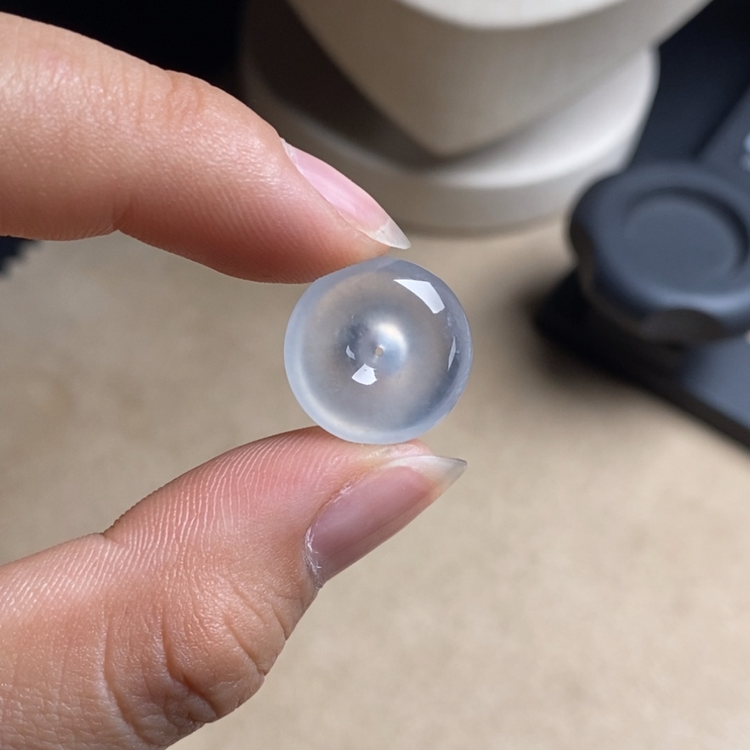 翡翠未镶嵌颈饰高冰纯白起玻璃光冰透平安扣16-5