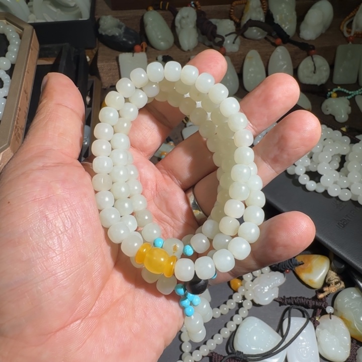 和田玉手链未镶嵌我***爸