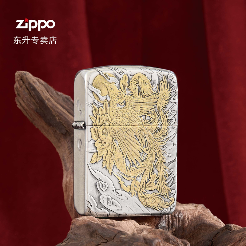 Zippo打火机 凤凰1941浮雕镀银鎏金款打火机