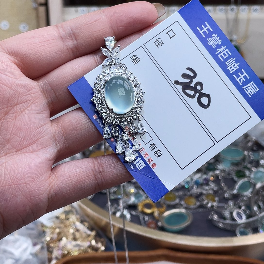 岫玉银S925镶嵌吊坠吊坠