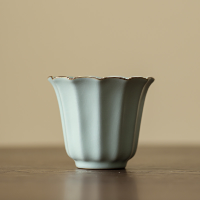 吾游茶器天青汝窑可开片可养线天青釉汝窑朝颜杯家用茶具茶杯