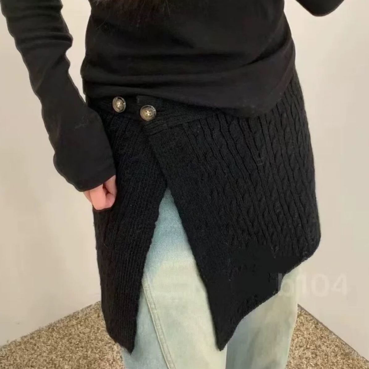 水原家大版型纯色百搭麻花披肩小众氛围感多用遮臀显瘦叠穿屁帘裙