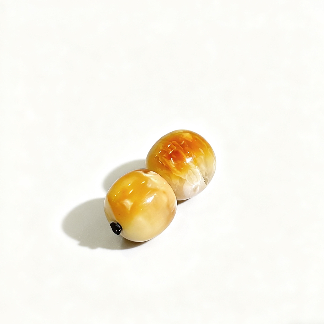 沁色蜜蜡对珠8*7.5MM