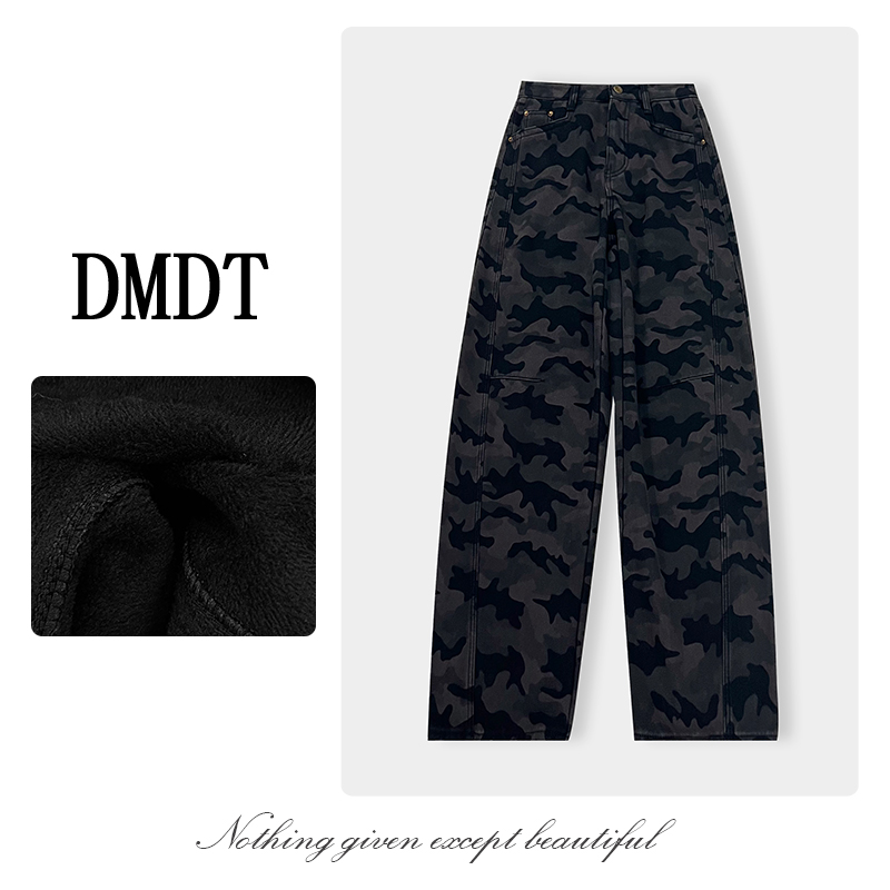 【DMDT服饰】2025冬季新品 “格调玩家”迷彩显腿长加绒女牛仔裤D2162