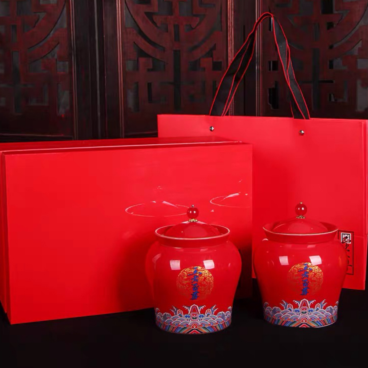 红色【王者至尊】大红袍双陶瓷茶叶礼盒装