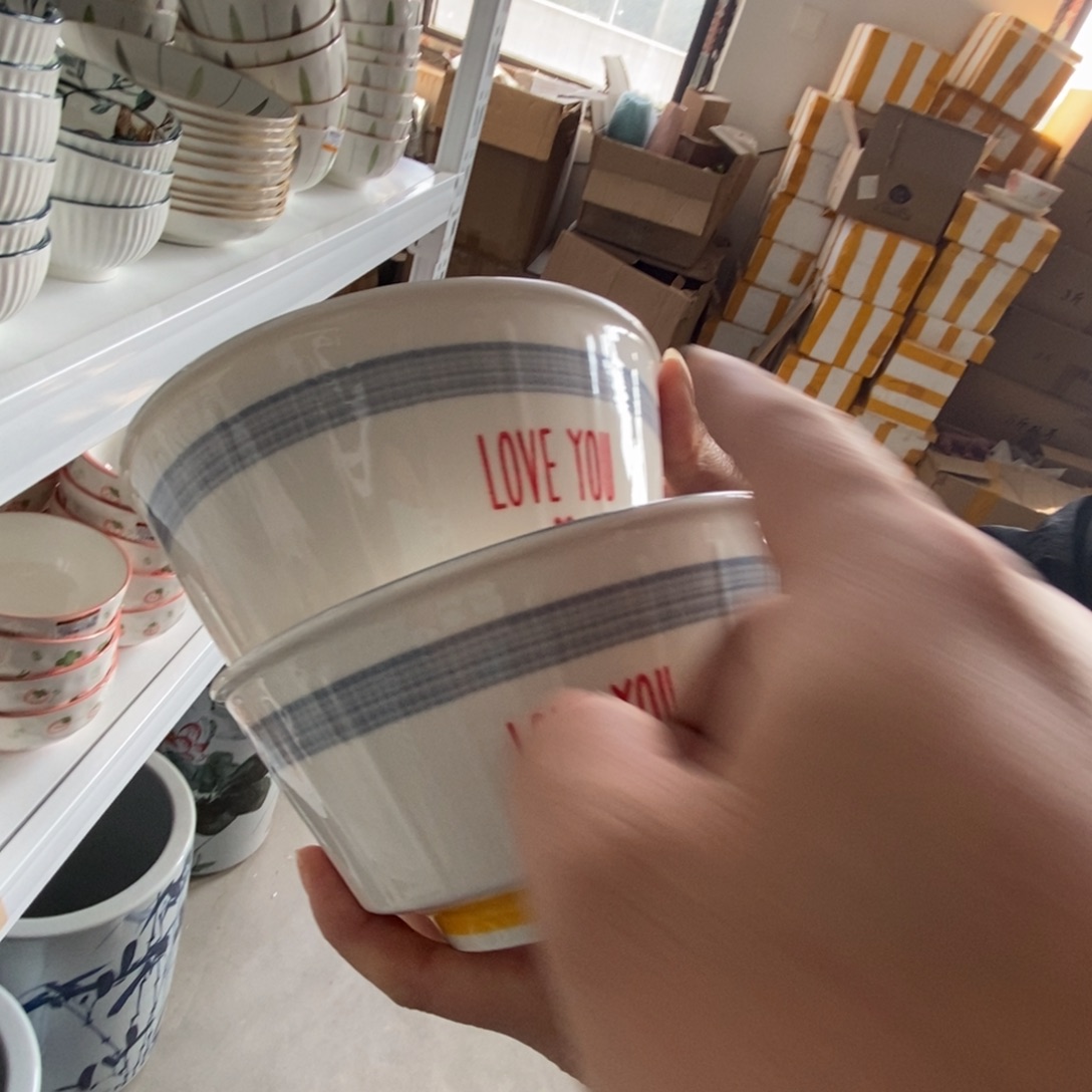 瓷陶瓷摆件马蹄面碗2个