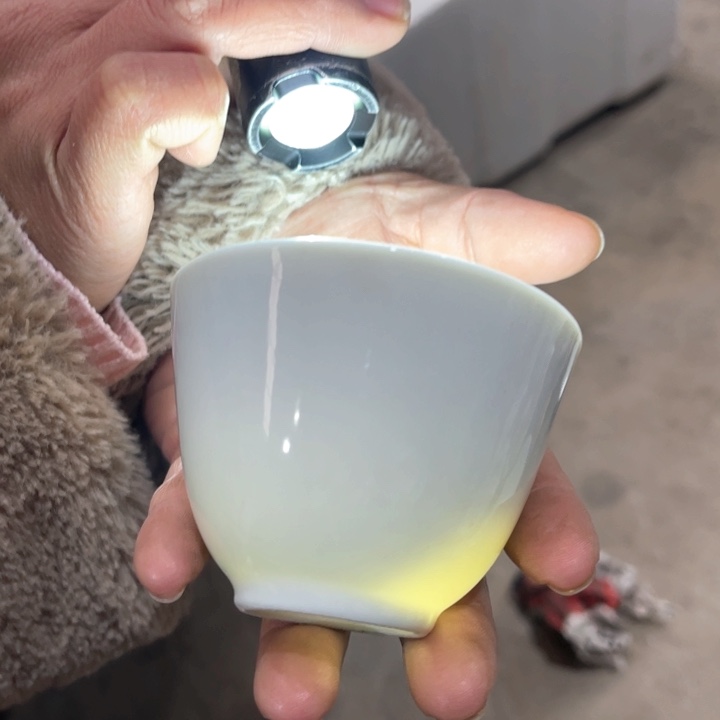 醴陵老白胎瓷杯80毫升微瑕