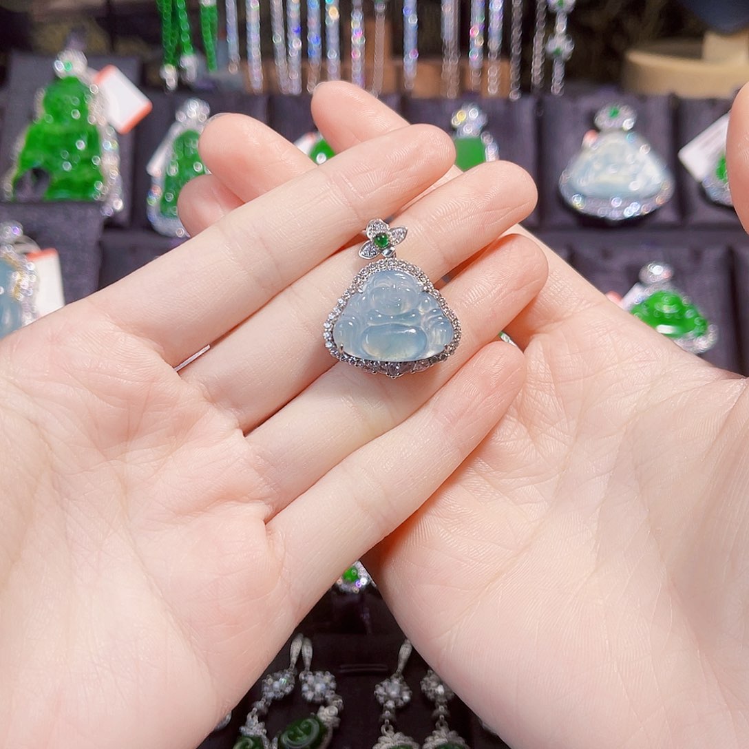 翡翠颈饰银S925镶嵌长****助佛公