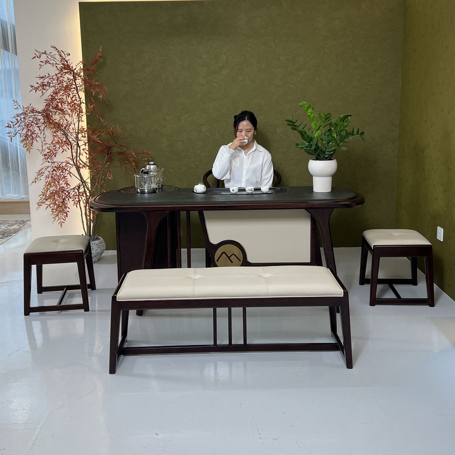 新中式实木茶桌椅组合办公室禅意轻奢茶室茶桌家用客厅阳台泡茶桌
