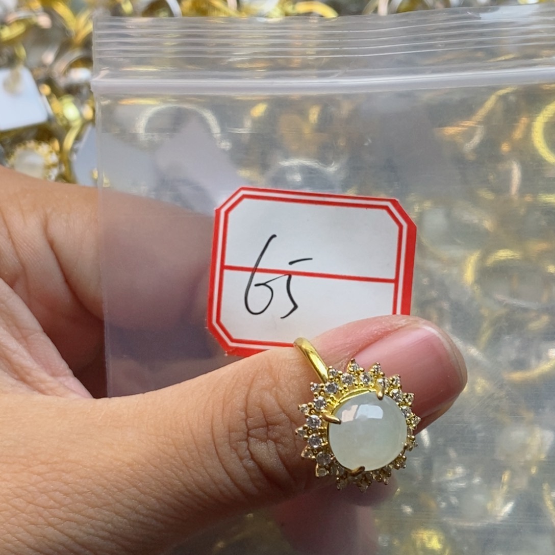 翡翠戒指银S925镶嵌翡翠首饰